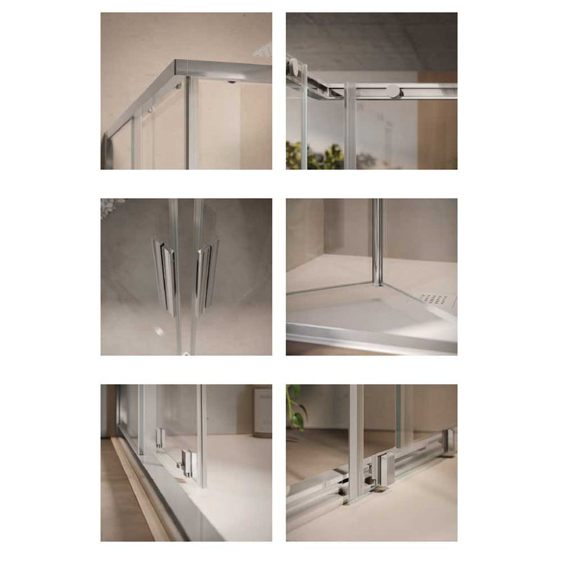 Porta doccia con Battente da cm 70 con Profilo in Alluminio Cromato e Cristallo 6 mm Opaco Anticalcare Hexa by SAMO by CeramicStore | Lo specialista del tuo bagno