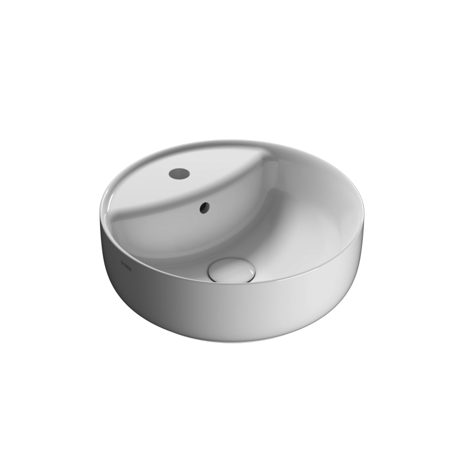 Lavabo rotondo da appoggio Koi à¸42x14 cm Ceramica Globo con foro rubinetteria - Bianco lucido