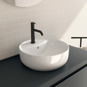 Lavabo rotondo da appoggio Koi à¸42x14 cm Ceramica Globo con foro rubinetteria - Bianco lucido