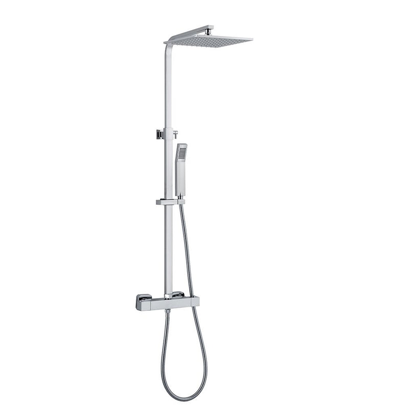 Colonna doccia con soffione Calais in acciaio e doccino, regolabile in altezza e con deviatore incorporato by CeramicStore | Lo specialista del tuo bagno