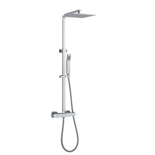 Colonna doccia con soffione Calais in acciaio e doccino, regolabile in altezza e con deviatore incorporato by CeramicStore | Lo specialista del tuo bagno