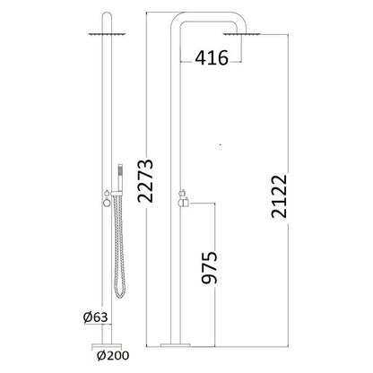 Colonna doccia in acciaio inox 316, miscelatore, soffione 250cm e doccino by CeramicStore | Lo specialista del tuo bagno