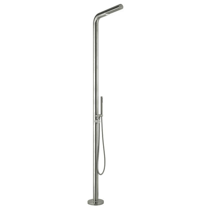 Colonna doccia in acciaio spazzolato, miscelatore, soffione integrato e doccino by CeramicStore | Lo specialista del tuo bagno