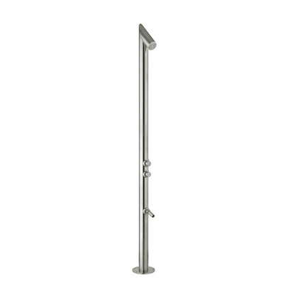 Colonna doccia in acciaio spazzolato, miscelatore, soffione integrato e lavapiedi by CeramicStore | Lo specialista del tuo bagno