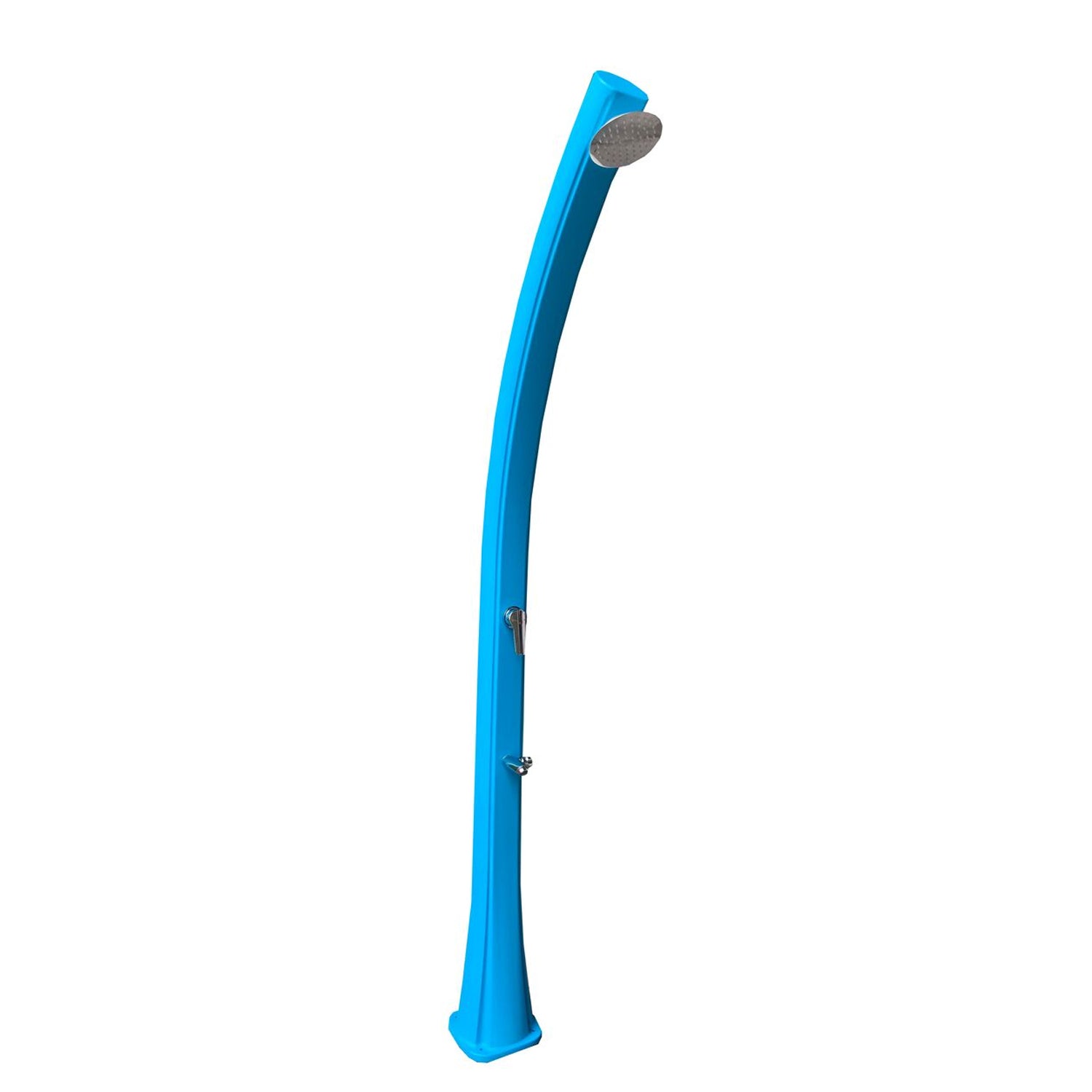 Colonna doccia solare in HDPE blu, con soffione 15 cm e lavapiedi serbatoio 25 litri by CeramicStore | Lo specialista del tuo bagno