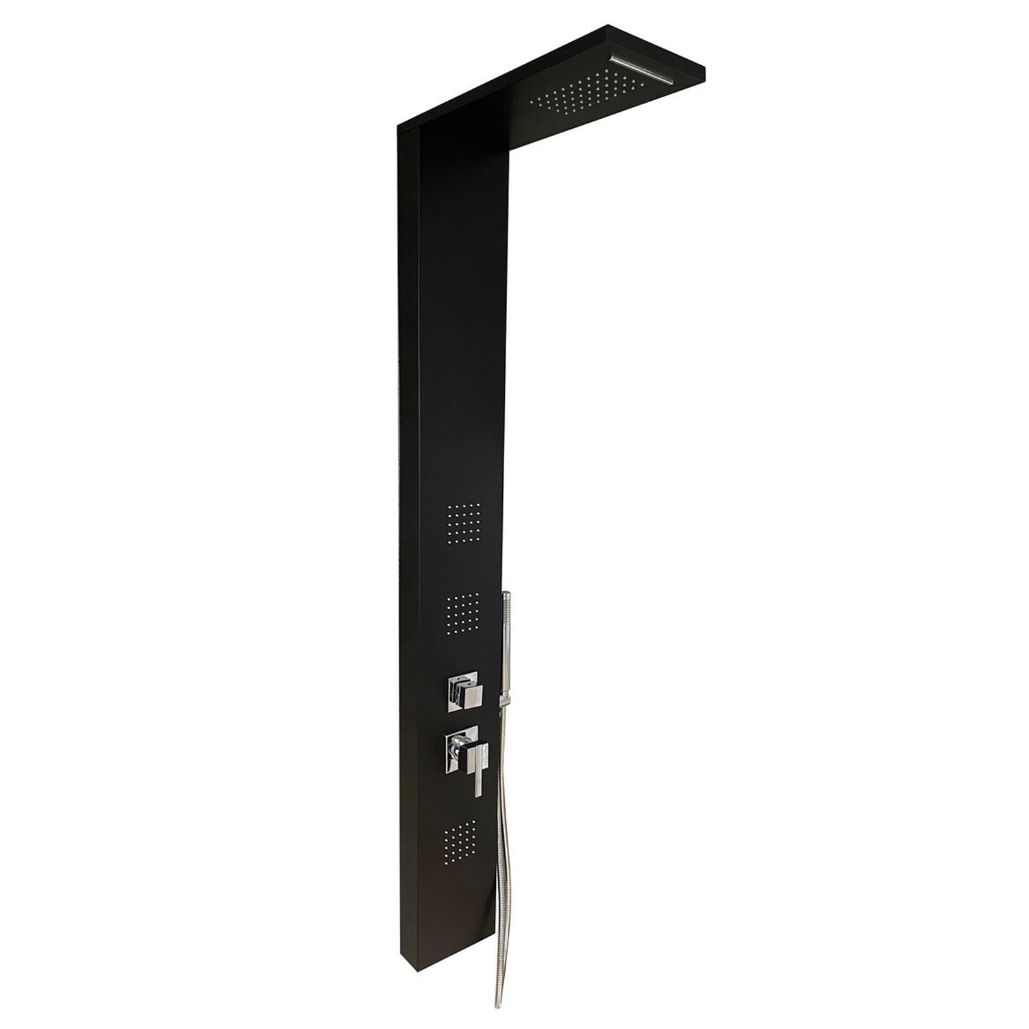 Colonna doccia nera multifunzione anticalcare con miscelatore e getto a cascata by CeramicStore | Lo specialista del tuo bagno