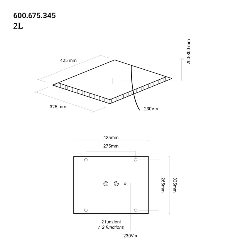 Soffione doccia incasso rettangolare 35x45 cm a 2 vie in acciaio inox 304 con cromoterapia by CeramicStore | Lo specialista del tuo bagno