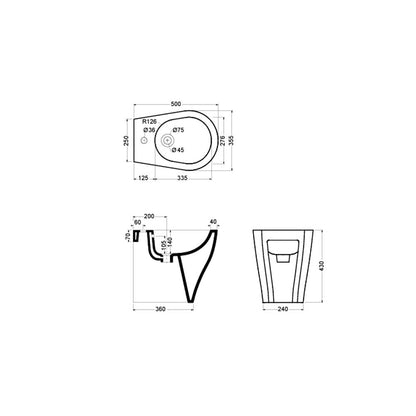 Sanitari a terra filo parete Axa collezione Avani wc senza brida + bidet + sedile soft close