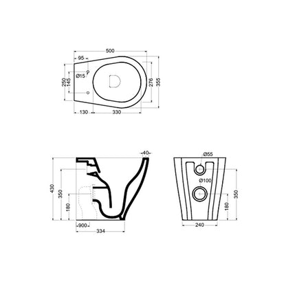 Sanitari a terra filo parete Axa collezione Avani wc senza brida + bidet + sedile soft close