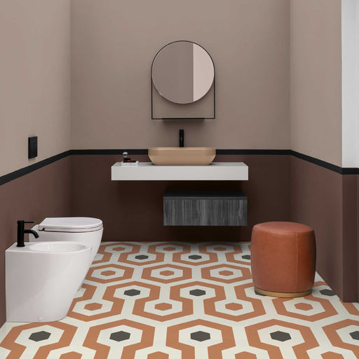 Sanitari a terra filo parete Axa collezione Avani wc senza brida + bidet + sedile soft close