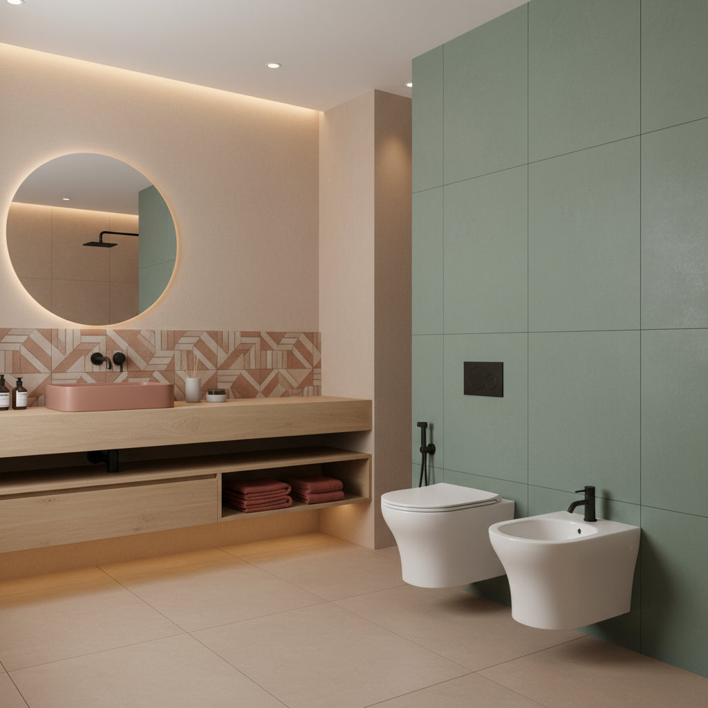 Coppia di sanitari sospesi collezione Ada cm 36x49