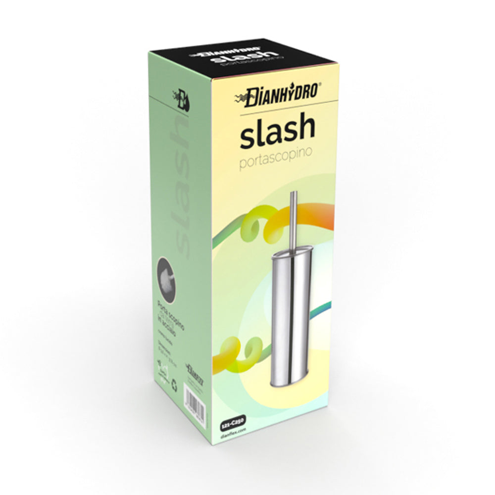 Portascopino da terra modello Slash in acciaio cromato lucido by CeramicStore | Lo specialista del tuo bagno
