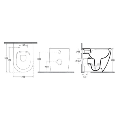 Vaso filomuro Rimless BathCore serie Infinity 52x36