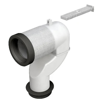 Curva a p per collegamento al pavim. brida in plastica diam. 90-110 mm