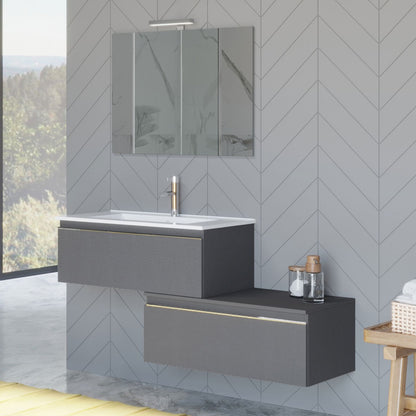 Mobile bagno sospeso a due cassetti con lavabo, specchio e luce led cm 80 colore Lino - Cubi&Co modello Incanto 1 by CeramicStore | Lo specialista del tuo bagno