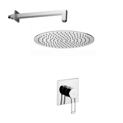 Set soffione tondo con diametro 300mm con braccio doccia quadrato e miscelatore incasso Ringo Cromo Paffoni by CeramicStore | Lo specialista del tuo bagno