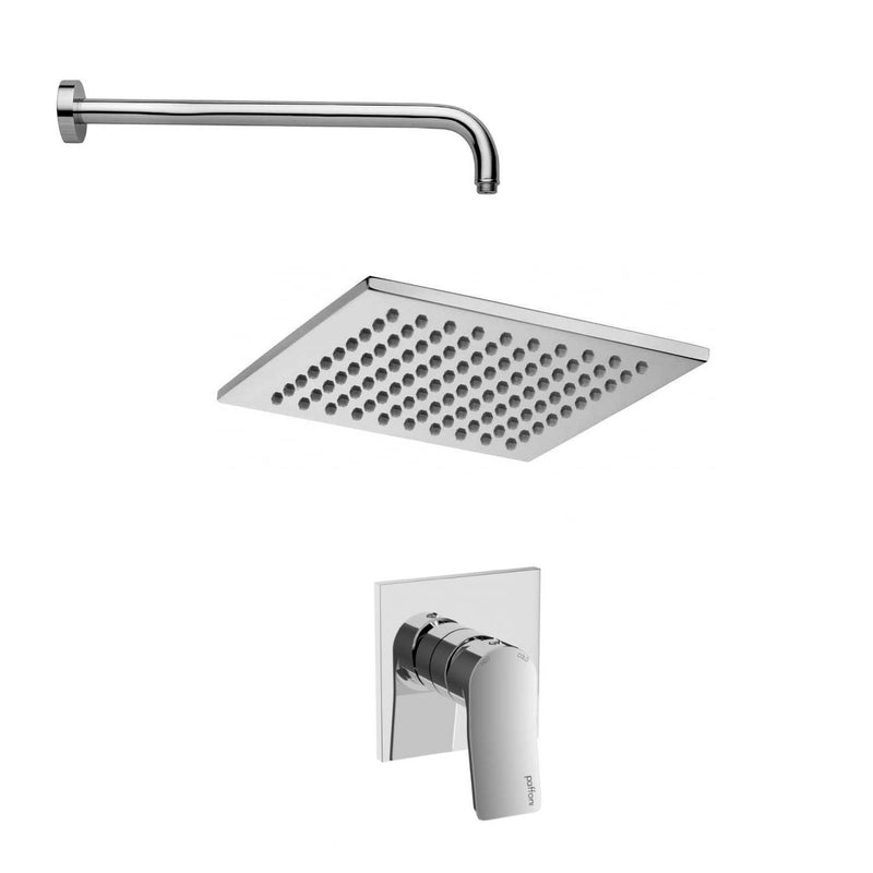 Set soffione doccia anticalcare quadrato con braccio tondo e miscelatore incasso doccia Tilt Cromo Paffoni by CeramicStore | Lo specialista del tuo bagno
