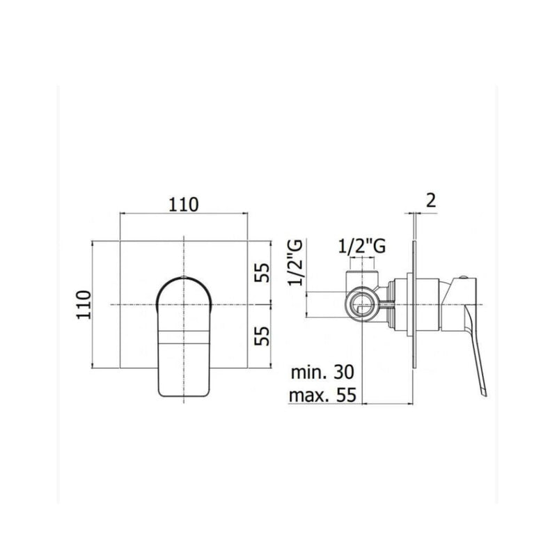 Set soffione doccia anticalcare quadrato con braccio tondo e miscelatore incasso doccia Tilt Cromo Paffoni by CeramicStore | Lo specialista del tuo bagno