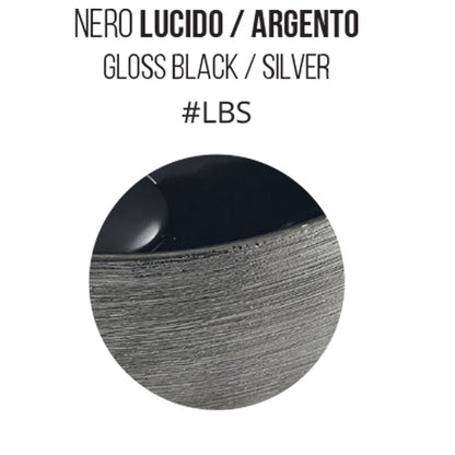 Lavabo da appoggio in ceramica Effetto Metal Luxury 69x45 cm esterno Argento e interno Nero lucido Althea Grip con piletta inclusa