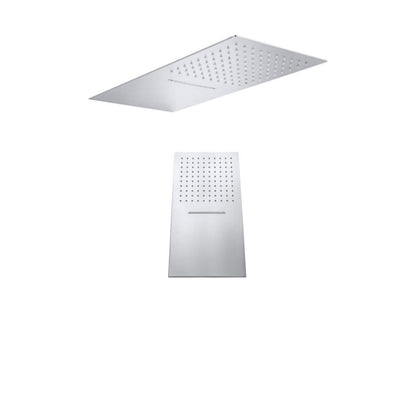 Soffione doccia rettangolare in acciaio inox ultrapiatto con getto a pioggia e cascata serie Oscar Keller Taps by CeramicStore | Lo specialista del tuo bagno