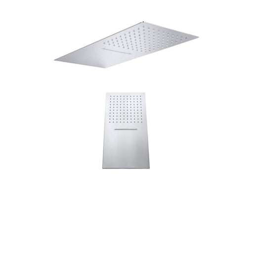 Soffione doccia rettangolare in acciaio inox ultrapiatto con getto a pioggia e cascata serie Oscar Keller Taps by CeramicStore | Lo specialista del tuo bagno