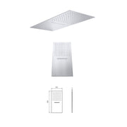 Soffione doccia rettangolare in acciaio inox ultrapiatto con getto a pioggia e cascata serie Oscar Keller Taps by CeramicStore | Lo specialista del tuo bagno