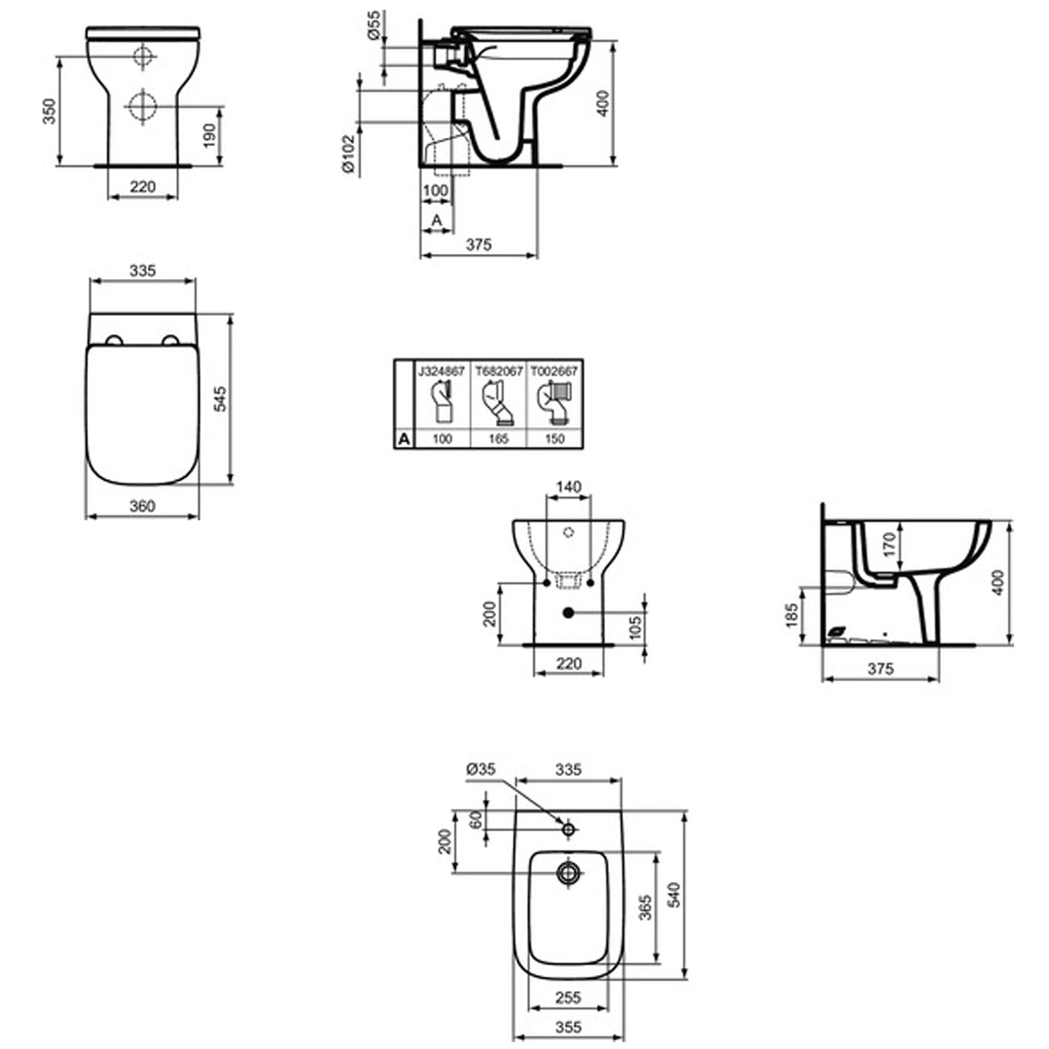 Sanitari filomuro con sedile soft close collezione Life Ideal Standard