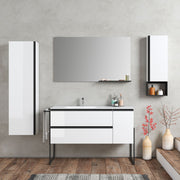 Composizione di mobili bagno con lavabo, colonna, pensile e specchio modello York01 200 cm Bianco Lucido by CeramicStore | Lo specialista del tuo bagno