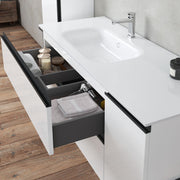 Composizione di mobili bagno con lavabo, colonna, pensile e specchio modello York01 200 cm Bianco Lucido by CeramicStore | Lo specialista del tuo bagno