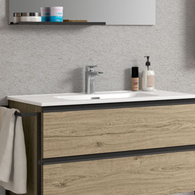 Composizione di mobili bagno con lavabo, colonna, pensile e specchio modello York03 170 cm Rovere Nabucco by CeramicStore | Lo specialista del tuo bagno