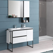 Composizione di mobili bagno con lavabo, pensile e specchio modello York08 100x46x190h cm Bianco Lucido by CeramicStore | Lo specialista del tuo bagno