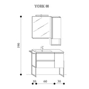 Composizione di mobili bagno con lavabo, pensile e specchio modello York08 100x46x190h cm Bianco Lucido by CeramicStore | Lo specialista del tuo bagno