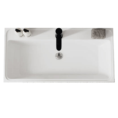 Mobile bagno sospeso cannettato con lavabo e specchio a goccia cm 100 colore grigio antico - Cubi&Co Collezione Pure by CeramicStore | Lo specialista del tuo bagno