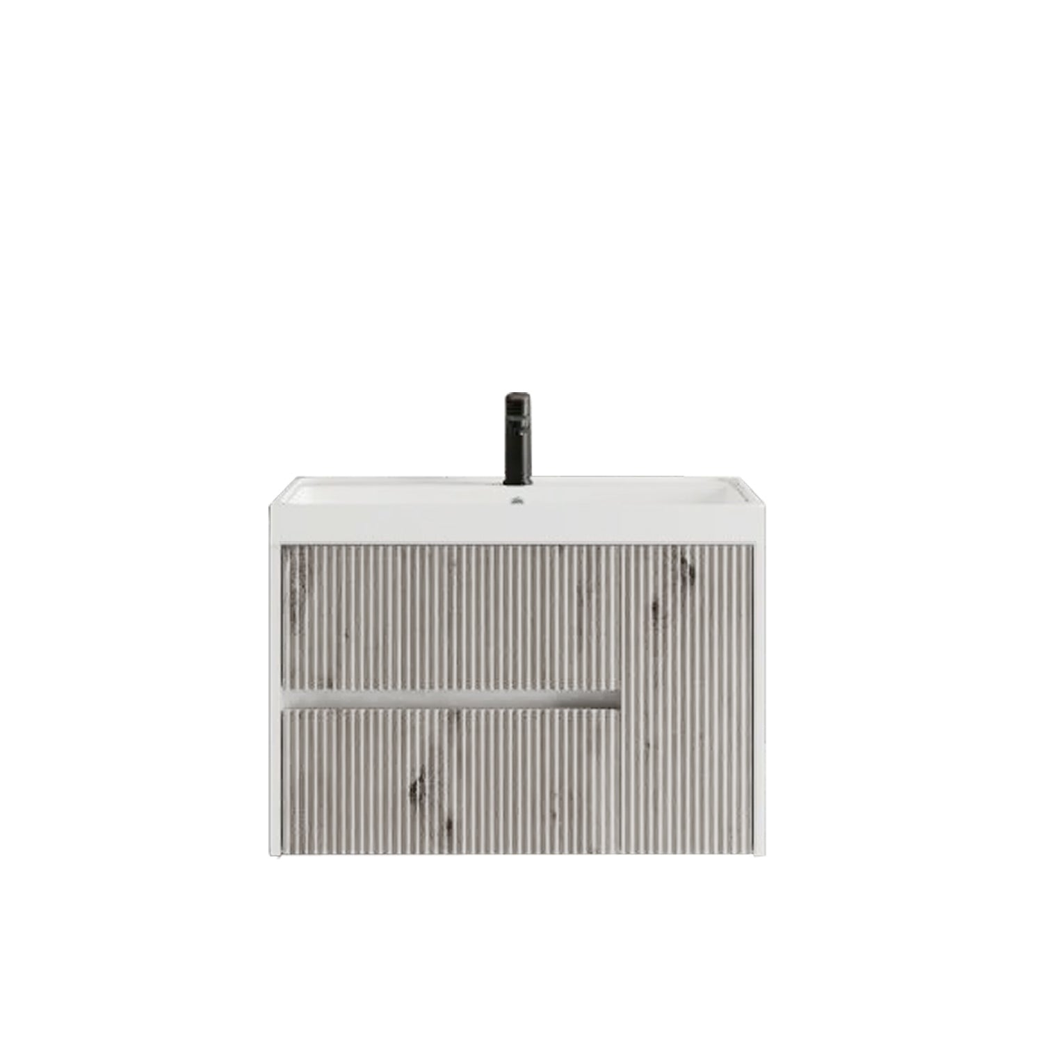 Mobile bagno sospeso cannettato con lavabo e specchio a goccia cm 100 colore grigio antico - Cubi&Co Collezione Pure by CeramicStore | Lo specialista del tuo bagno