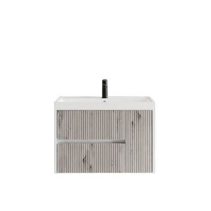 Mobile bagno sospeso cannettato con lavabo e specchio a goccia cm 100 colore grigio antico - Cubi&Co Collezione Pure by CeramicStore | Lo specialista del tuo bagno