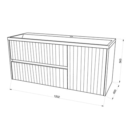 Mobile bagno sospeso cannettato con lavabo e specchio ovale cm 120 colore bianco opaco - Cubi&Co Collezione Pure by CeramicStore | Lo specialista del tuo bagno