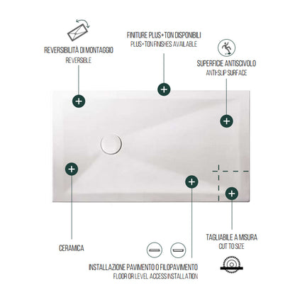 Piatto doccia in ceramica cm 70x120 h3 modello Jà² di Althea - Bianco Opaco by CeramicStore | Lo specialista del tuo bagno