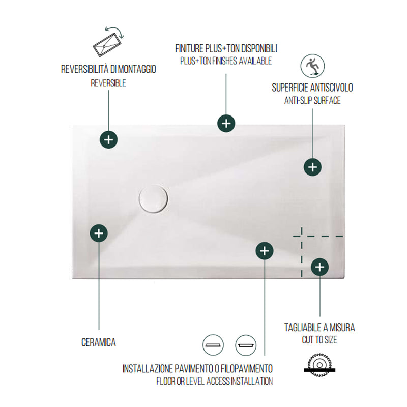 Piatto doccia in ceramica cm 90x140 h3 modello Jà² di Althea - Bianco Opaco by CeramicStore | Lo specialista del tuo bagno