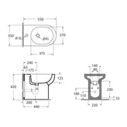 Bidet monoforo installazione filo parete 55x35 cm modello Nuvola- Azzurra Ceramica