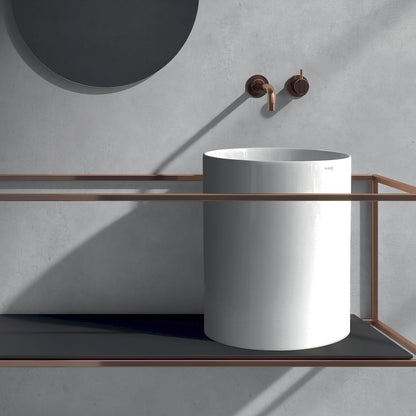 Lavandino da appoggio/sospeso cm à¸37x46h serie Core di Ceramica Galassia -  Bianco lucido