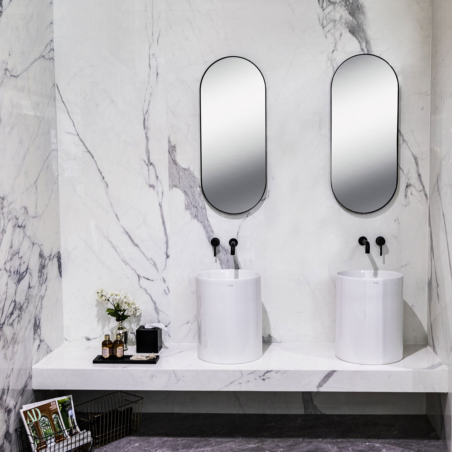 Lavandino da appoggio/sospeso cm à¸37x46h serie Core di Ceramica Galassia -  Bianco lucido