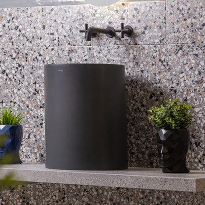 Lavandino da appoggio/sospeso cm à¸37x46h serie Core di Ceramica Galassia -  Nero Matt