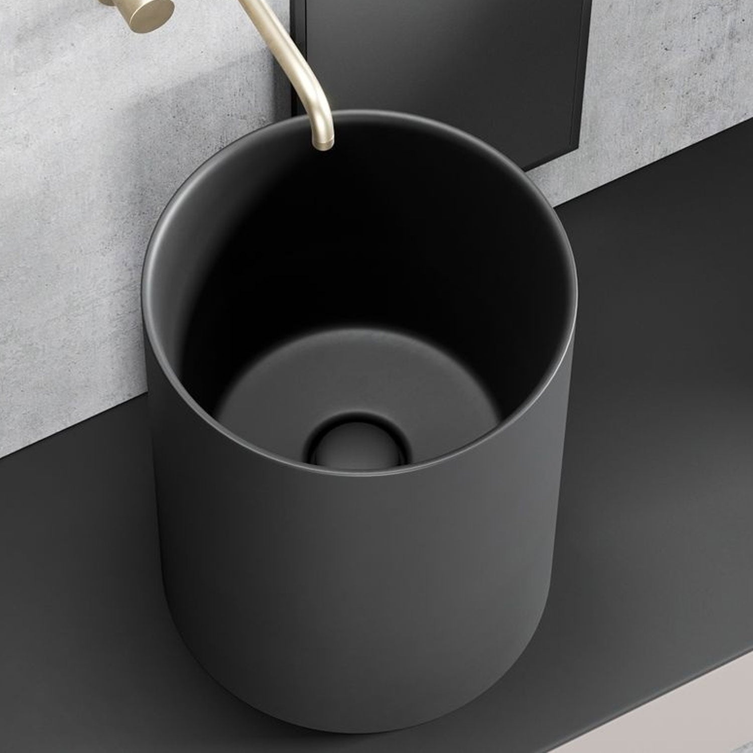 Lavandino da appoggio/sospeso cm à¸37x46h serie Core di Ceramica Galassia -  Nero Matt