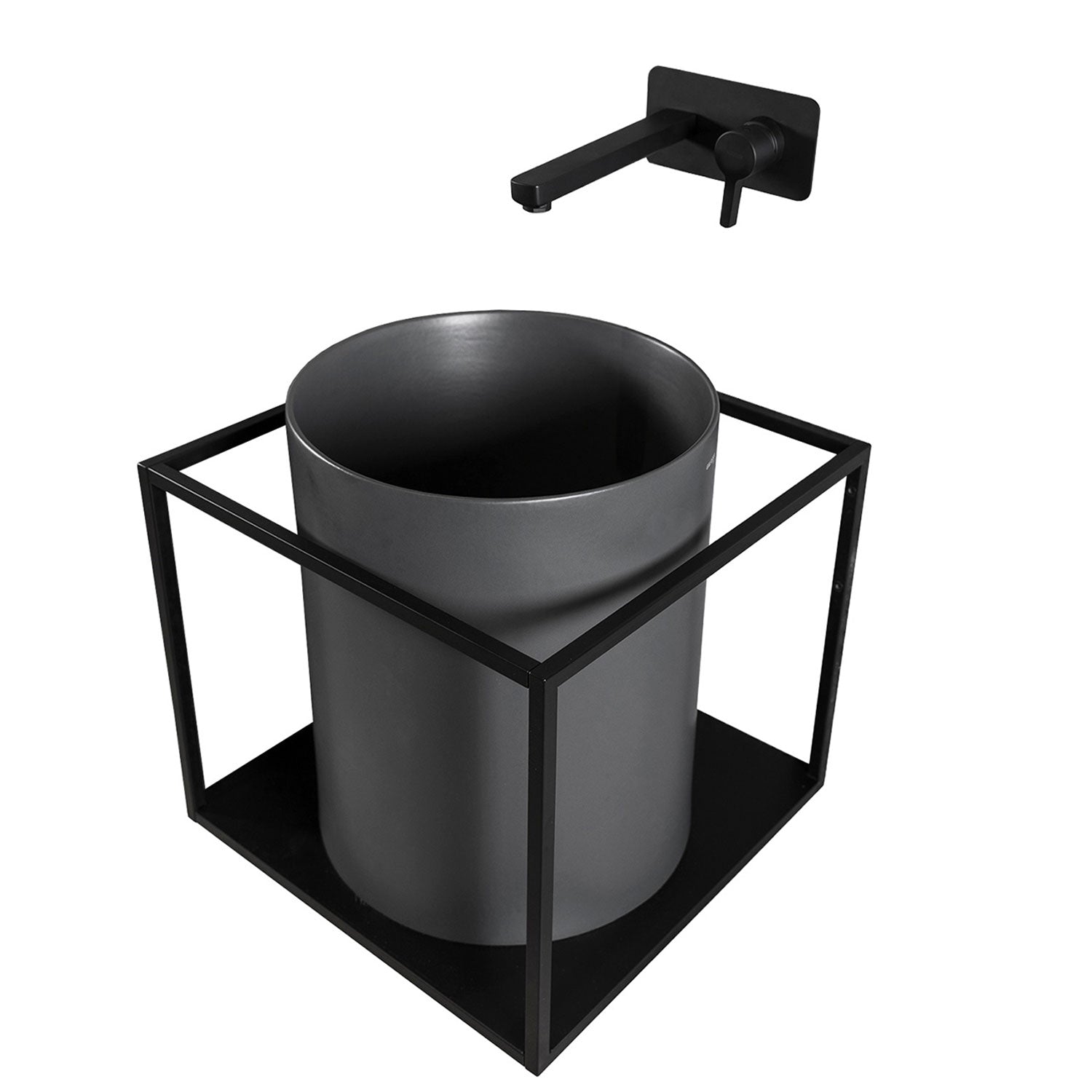 Lavandino da appoggio/sospeso cm à¸37x46h serie Core di Ceramica Galassia -  Nero Matt