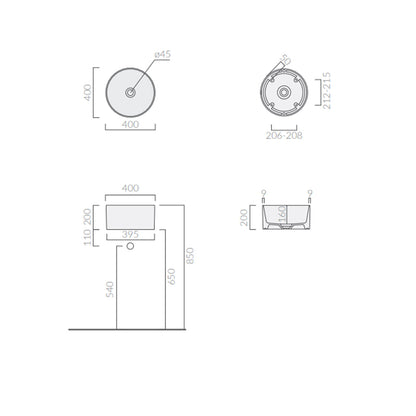 Lavandino da appoggio/sospeso cm à¸40x20h serie Core di Ceramica Galassia - Sabbia