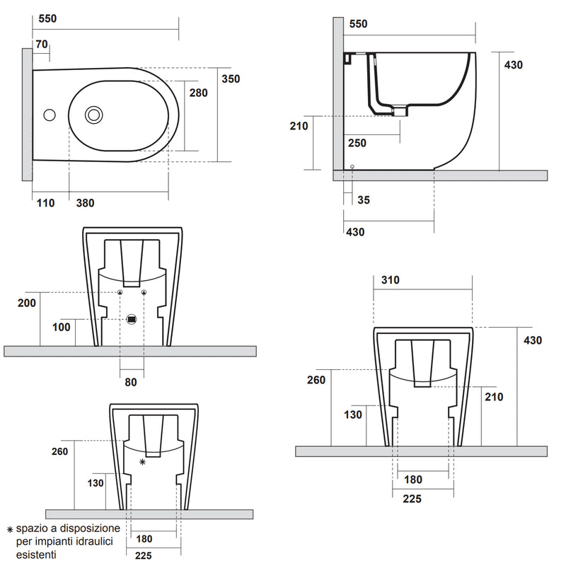 Bidet Filomuro 55x35 cm collezione Nolita Kerasan