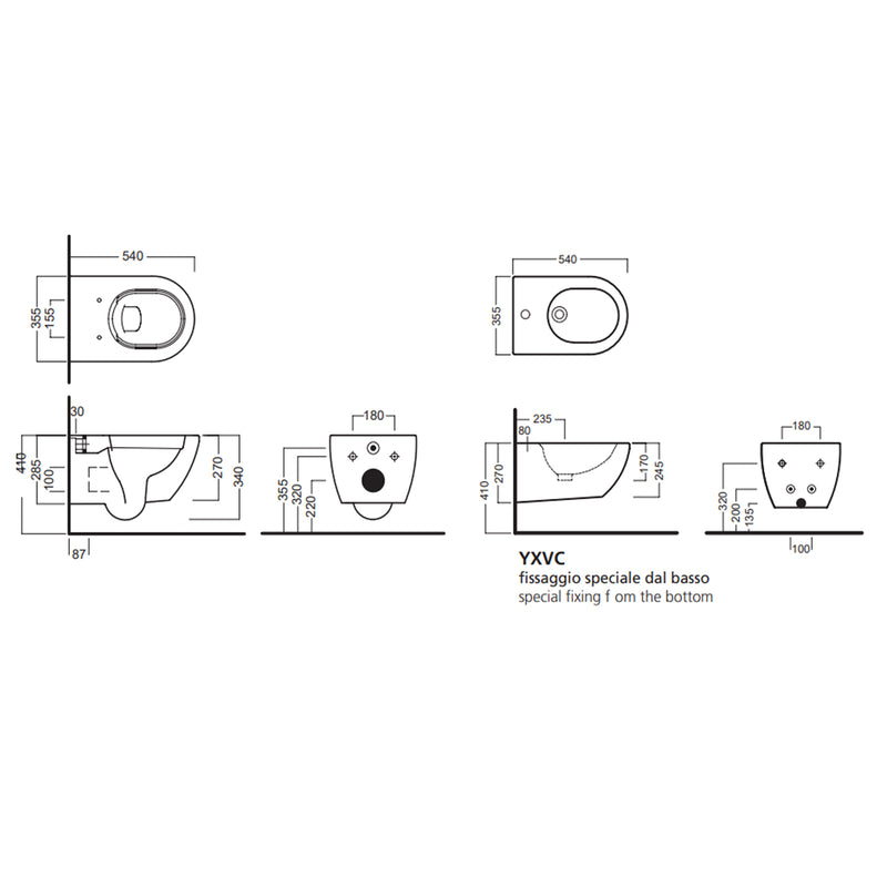 Wc sospeso senza brida 54x35 cm serie fusion di Hatria con sedile soft close