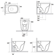 Wc filomuro senza brida 54x35 cm collezione Tribeca Kerasan con sedile soft close