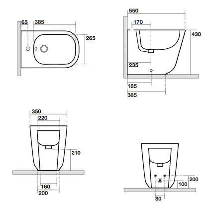 Bidet Filomuro 54x35 cm collezione Tribeca Kerasan
