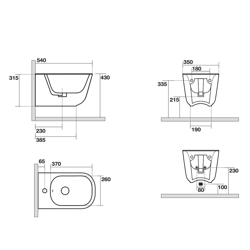 Bidet Sospeso 54x35 cm collezione Tribeca Kerasan